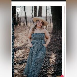 MIDI dress - blue and tan print size small